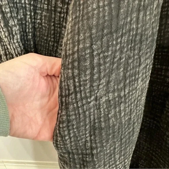 NWT LACAUSA Gauze Black Mineral Wash Organic Cotton Long Sleeves Dress Sz M - Picture 11 of 14